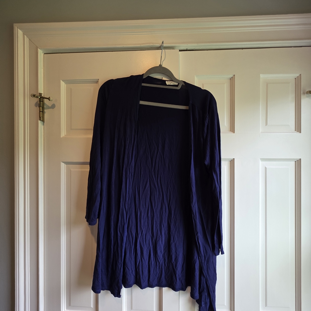Navy Flyaway Blue Open Cardigan - Size Medium